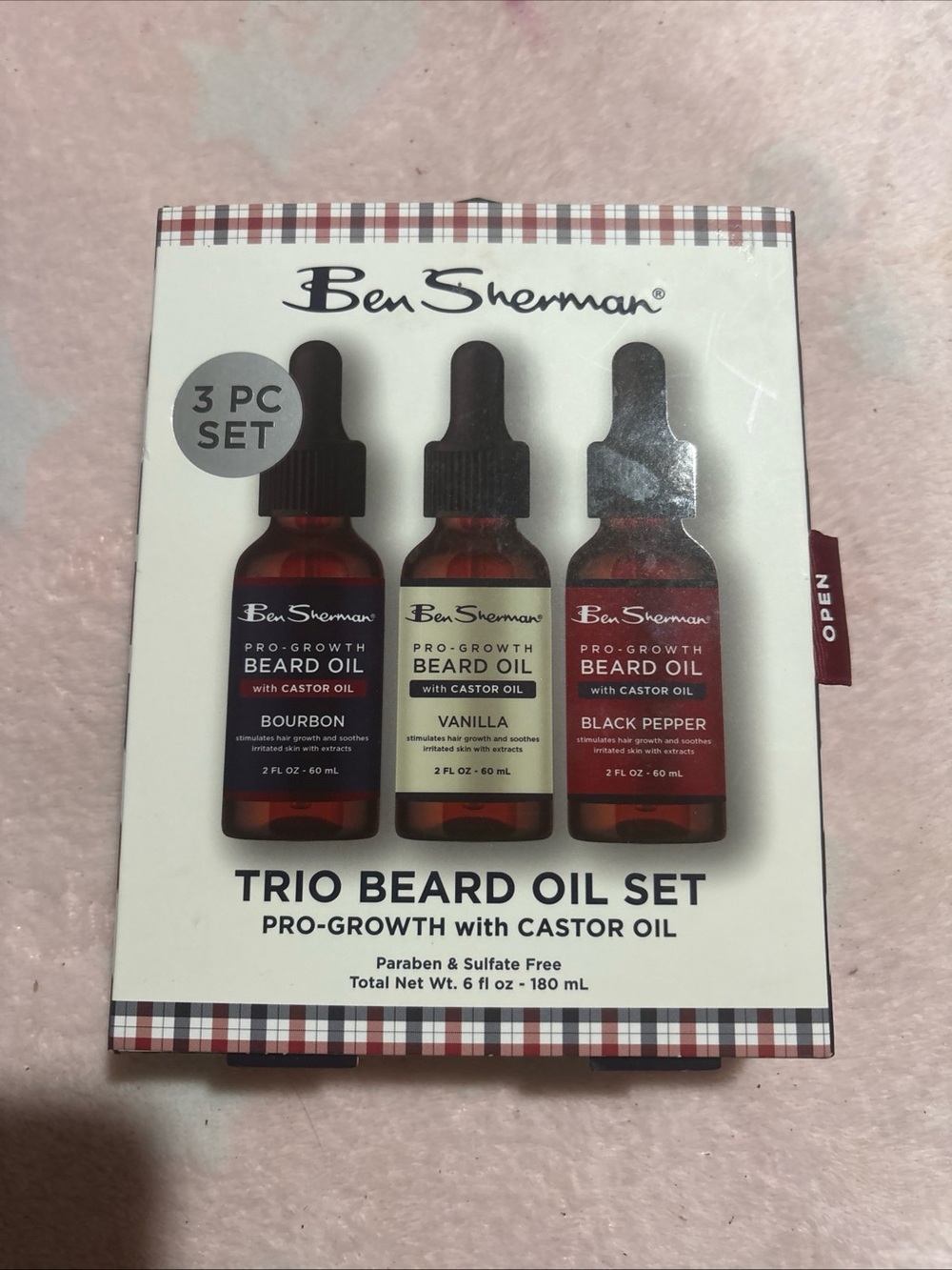 Ben Sherman Trio Beard Oil Set - Brown & Red Bottles NEW